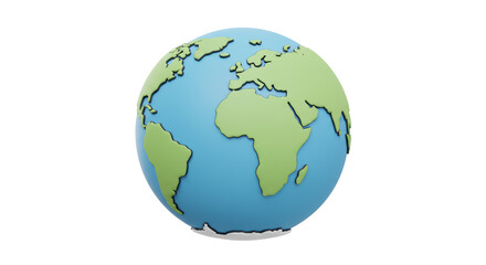 Naklejka premium Isolated Earth Globe with Continents and Oceans