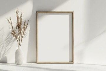 Detailed Color Picture of 3D Render of Picture Frame on White Background Mockup