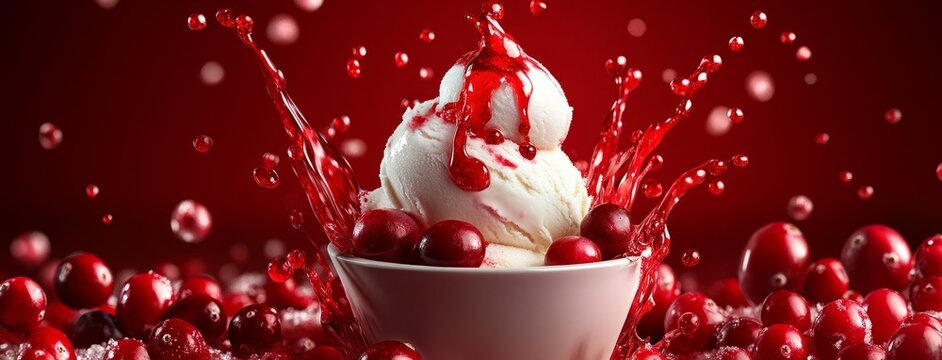 Sumptuous Russiancranberry kisel ice cream sundae illustration