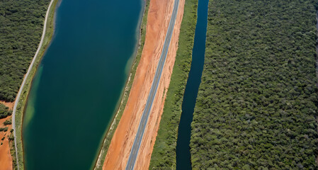 aerial vu of the river