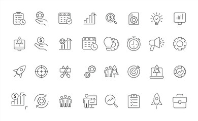 set of startup launch icon. contain business, innovation, investment, teamwork, growth, launch icon collections. vector illustration