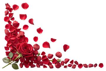 Red Rose Petals Corner Borderon transparent background png