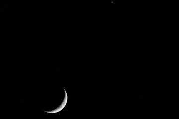 Moon and venus in the night sky
