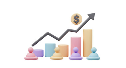 Isolated Financial Chart with Rising Arrow