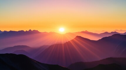 Fototapeta premium Breathtaking Sunset Over Mountain Landscape