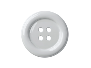 Round white button with four holes.  Detailed, smooth, and simple design