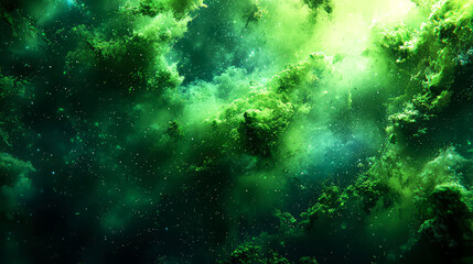 Naklejka premium Emerald Nebula: A Cosmic Dance of Green Hues