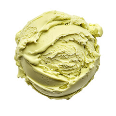 Obraz premium Delicious creamy pistachio ice cream scoop isolated transparent background