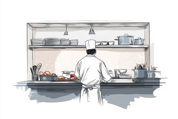 Chef in Kitchen Preparing Culinary Creations with Professional Gear