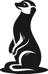 black and white meerkat sitting vector silhouette