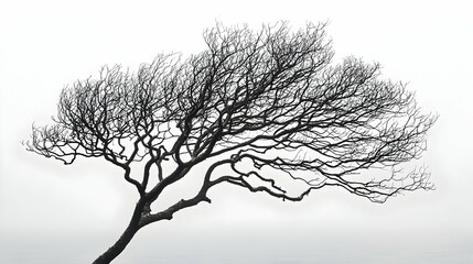 Obraz premium Bare tree silhouette against a white sky