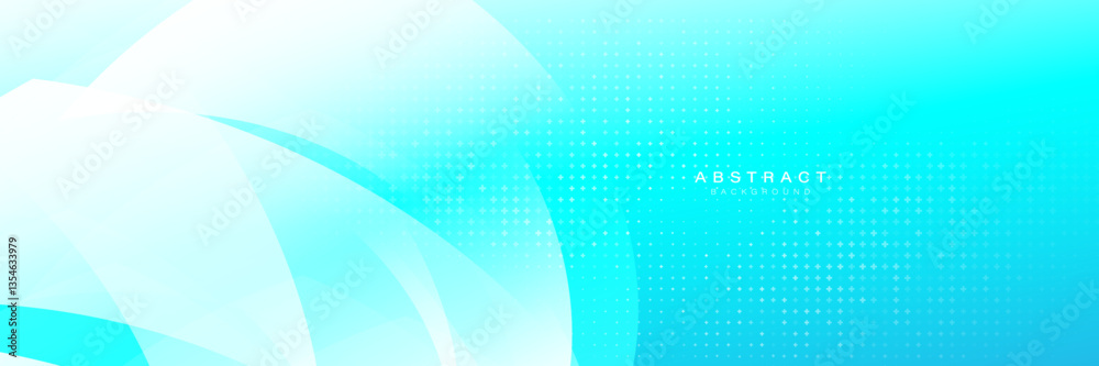 Leinwandbilder Blue Gradient Abstract Background with Soft Curves and Dot Grid
