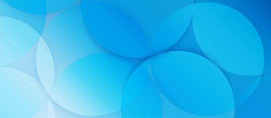 Abstract Blue Overlapping Circles Background with Soft Gradient Light