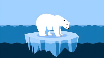 sad polar bear on a melting ice cap in the artic ocean