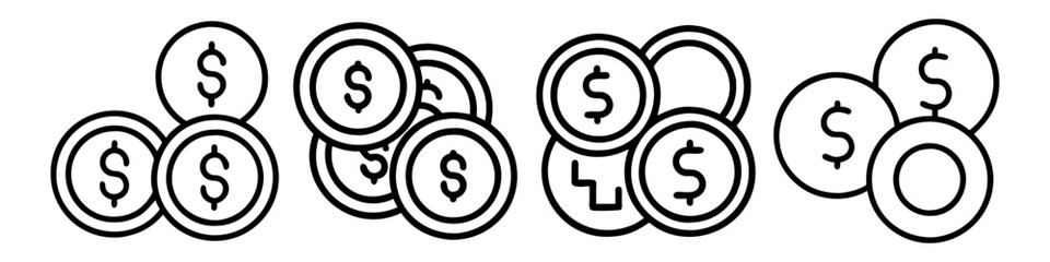 coins icon, coins line art - simple line art of coins, perfect for coins logos and icons