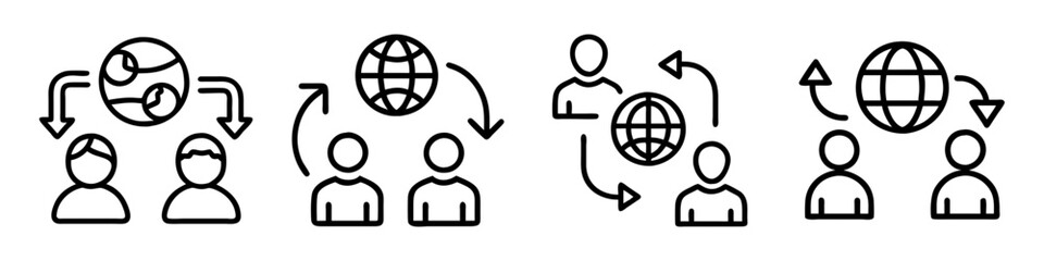 cultural exchange icon, cultural exchange line art - simple line art of cultural exchange, perfect for cultural exchange logos and icons