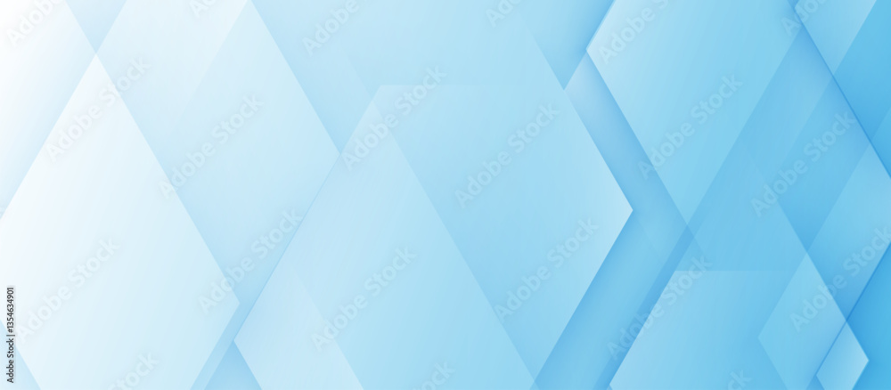 Poster Light Blue Abstract Geometric Background with Overlapping Shapes