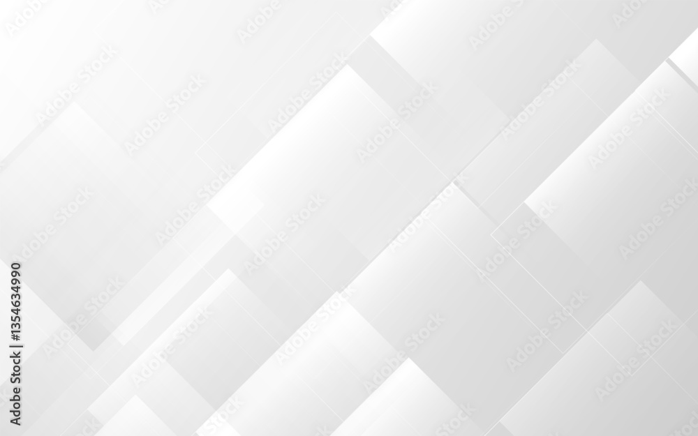 Aufkleber Minimal White Geometric Abstract Background with Overlapping Rectangles