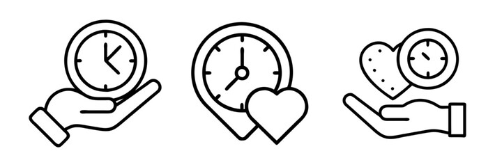 volunteer hours icon, volunteer hours line art - simple line art of volunteer hours, perfect for volunteer hours logos and icons