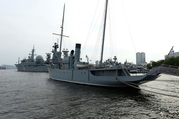 The Red Pennant Museum Ship in the Golden Horn Bay in Vladivostok