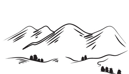 Mountain line art