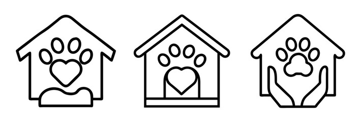 animal shelter icon, animal shelter line art - simple line art of animal shelter, perfect for animal shelter logos and icons