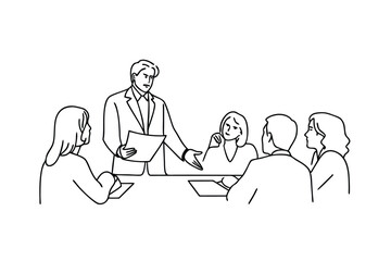 Business Meeting Presentation Leader Addressing Team Strategy Discussion