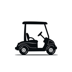 Golf cart silhouette on a white background in a simple design