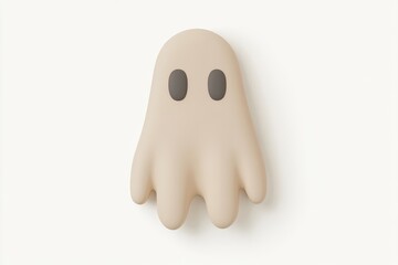 Fototapeta premium Cute cartoon ghost, light beige color, simple design