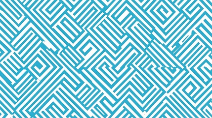 Abstract teal and white geometric maze pattern.
