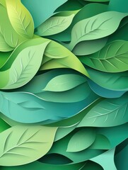 Obraz premium Vibrant layers of tropical leaves create an eco-friendly aesthetic in fresh paper art style showcasing natures beauty and tranquility