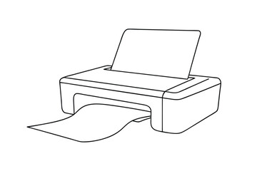 Simple Line Drawing of a Compact Inkjet Printer Printing