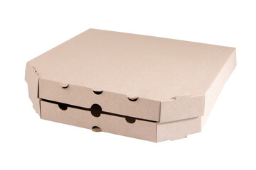 cardboard pizza box isolated on white background