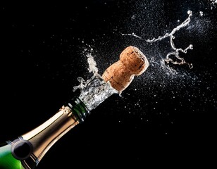 champagne cork and bottle