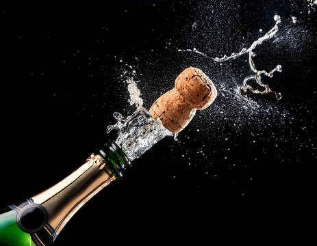champagne cork and bottle