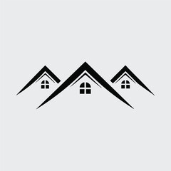 Minimalist House Rooftops Silhouette Logo