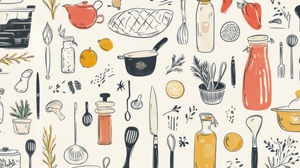 Kitchen Utensil Illustration Pattern