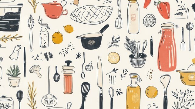 Kitchen Utensil Illustration Pattern