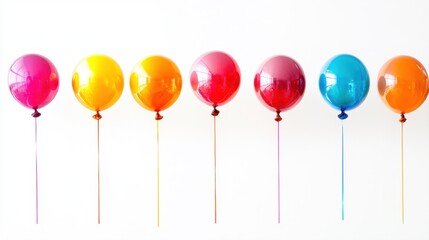 Colorful Balloons in a Row on a Bright Background for Celebrations and Events