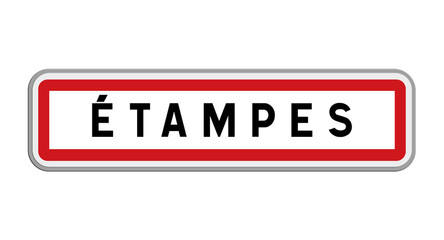 Panneau d’entrée de ville d’Étampes, Essonne, Île-de-France