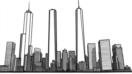 Obraz premium New York City Skyline Line Drawing