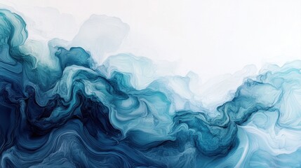 Abstract ocean waves in shades of blue and turquoise with fluid patterns and soft textures for artistic designs