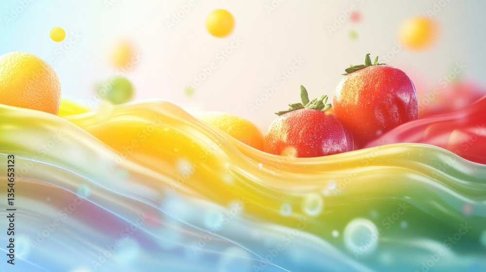 Leinwandbilder fluid motion of fresh groceries in vibrant colors creates a dynamic abstract background with smooth 