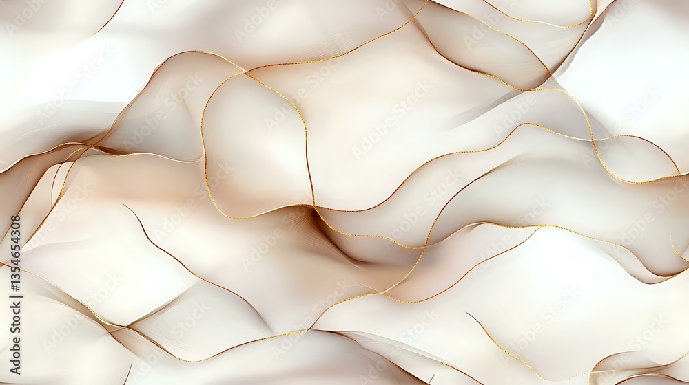 Aufkleber soft beige waves creating abstract flowing pattern with gentle curves and undulating lines in light 