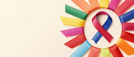 Promoting mental health awareness month with a circular patterned ribbon display