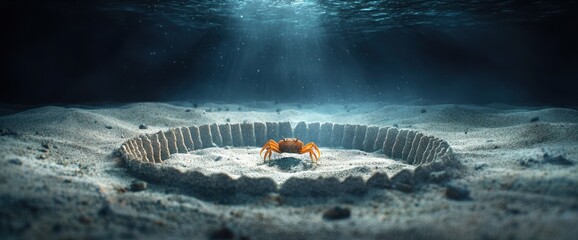 Underwater Crab in Sandy Circle