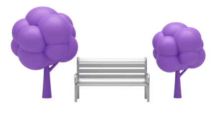 Isolated City Park Bench with Trees