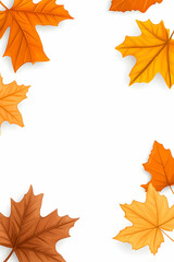 Obraz premium Orange and brown maple leaves frame on white