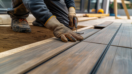 WPC terrace during construction and installation