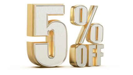 5 Percent Off Sale Golden Number Promotion